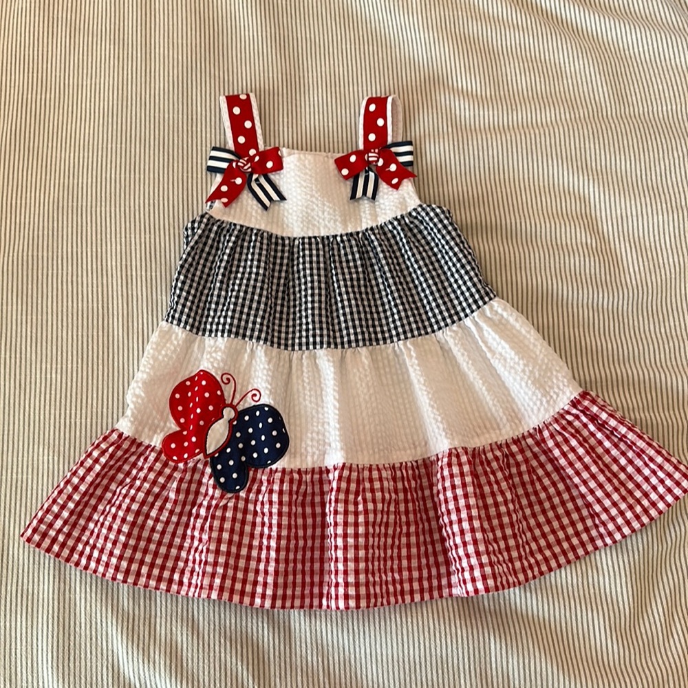 Rare Editions Red White and Blue Butterfly Dress